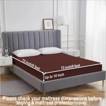 Sale Active 6 x 6 Feet King Size Waterproof Terry Cotton Mattress Protector – 72 x 72 Inches, Brown | Hypoallergenic & Breathable